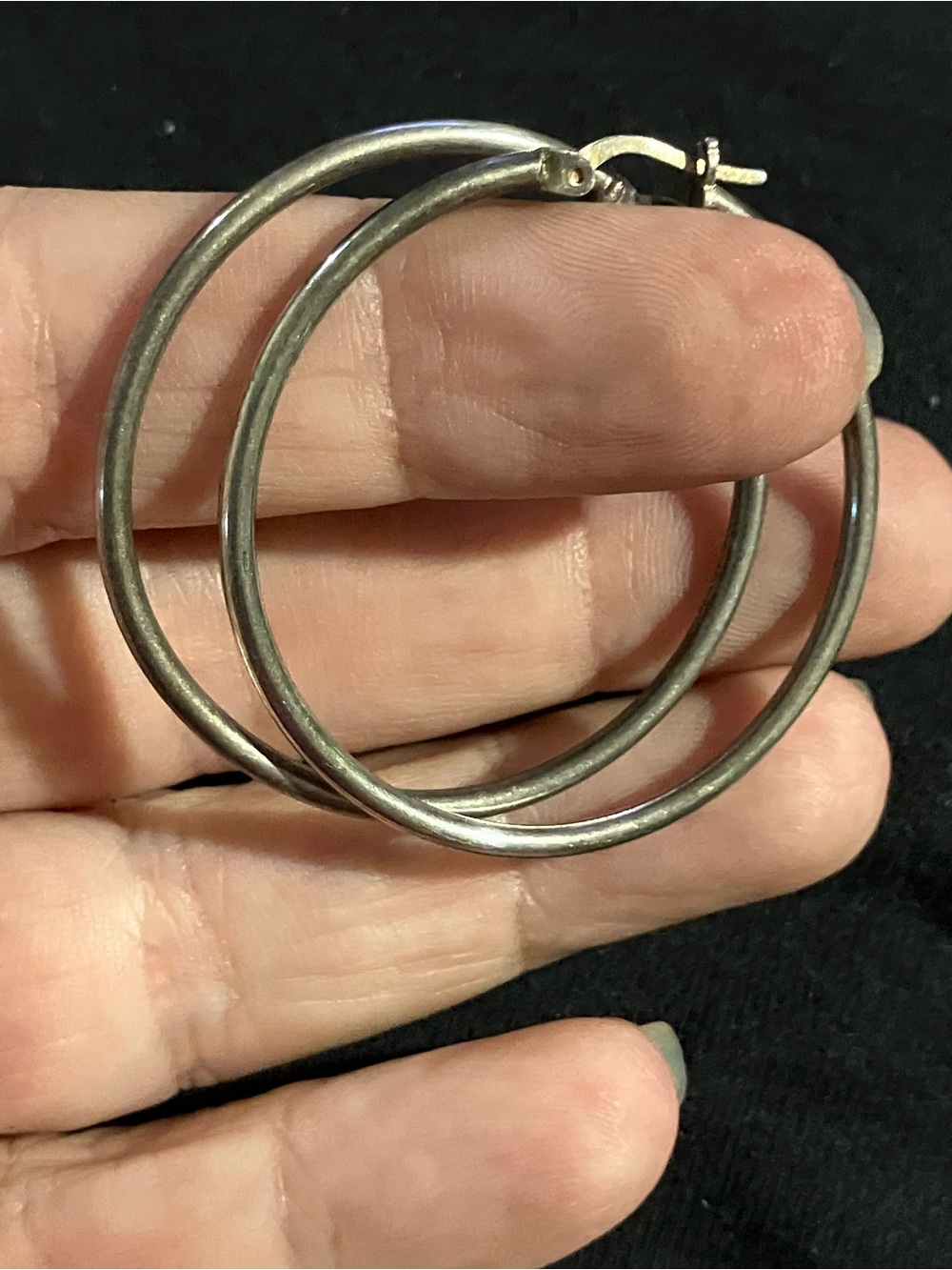 Vintage 925 Italy Sterling Silver Classic Medium Tube Hoop Earrings - Picture 4 of 5